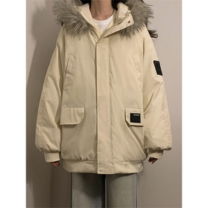 冬季宽松/连帽大毛领休闲外套潮加厚棉衣XZ102B-1M2591-P135图片
