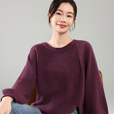 欧货衫女加厚卷边圆领宽松慵懒风针织外穿毛衣羊毛打底衫，女装羊毛衫，挚尚羊绒