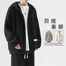 美式高街潮牌外套连帽开衫卫衣重磅条绒休闲宽松TK888-特批78，男装卫衣，星座718