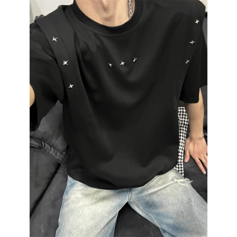 新款短袖t恤男夏季韩版潮流港风宽松休闲潮牌体恤衫T0226-P46,男装T恤,星座308B-2