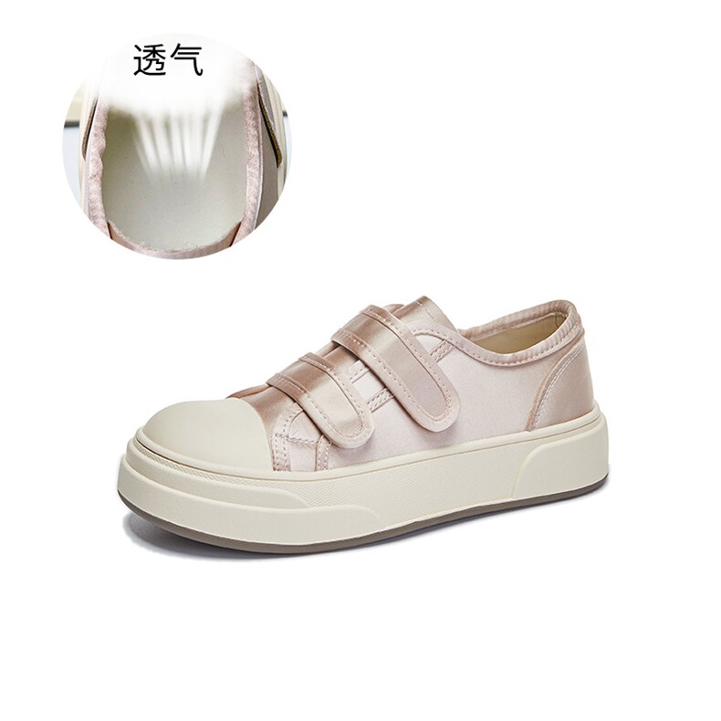 魔术贴小白鞋女2024春季新款厚底简约休闲鞋女圆头单鞋百搭鞋子女,女鞋单鞋,电商A223