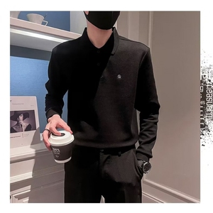 翻领Polo衫外套男潮高级感卫衣秋季穿搭长袖上衣重磅t恤休闲男装图片