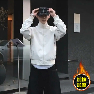 现货秋冬季美拉德立领飞行立领夹克boxy廓形棉衣高街加厚加棉外套图片