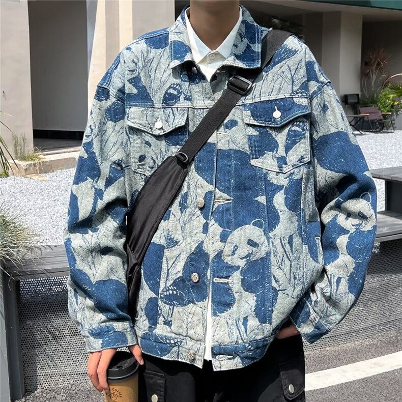 高街水洗牛仔外套男春秋小众高级感夹克ins潮牌扎染牛仔褂子,男装夹克,星座716-2