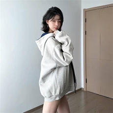 抖音得物高品质二开26春装美式重磅宽松结构双面连帽卫衣外套W68，女装短外套，电商A486
