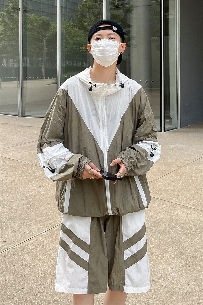 夏季防晒服套装运动风拼色时尚防晒衣夹克衫男XZ514-2-1609-P98,男装防晒衣,星座514-2(原B239)