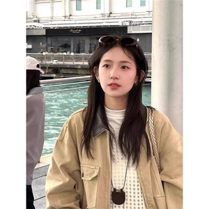 美式工装帆布外套男女2025春秋冬宽松百搭休闲夹克上衣W6656-P98图片
