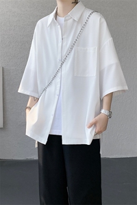 短袖衬衫男夏季新款港风宽松冰丝坠感衬衣CS8805-P35图片