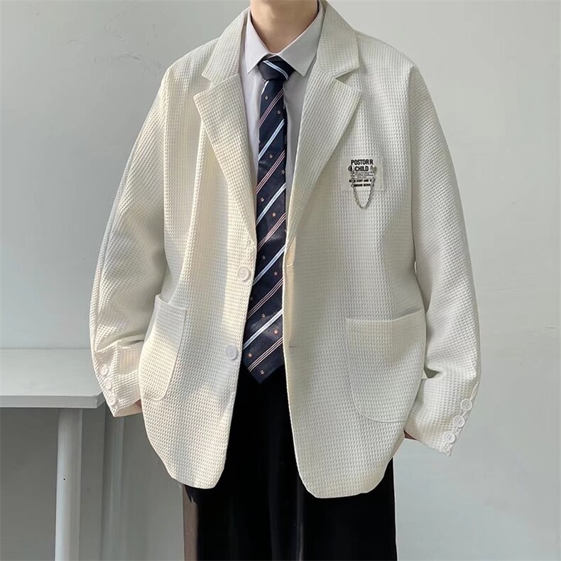 高级感炸街西装男制服轻熟风男装西服华夫格外套XF08P58,男装西服,星座1116-2