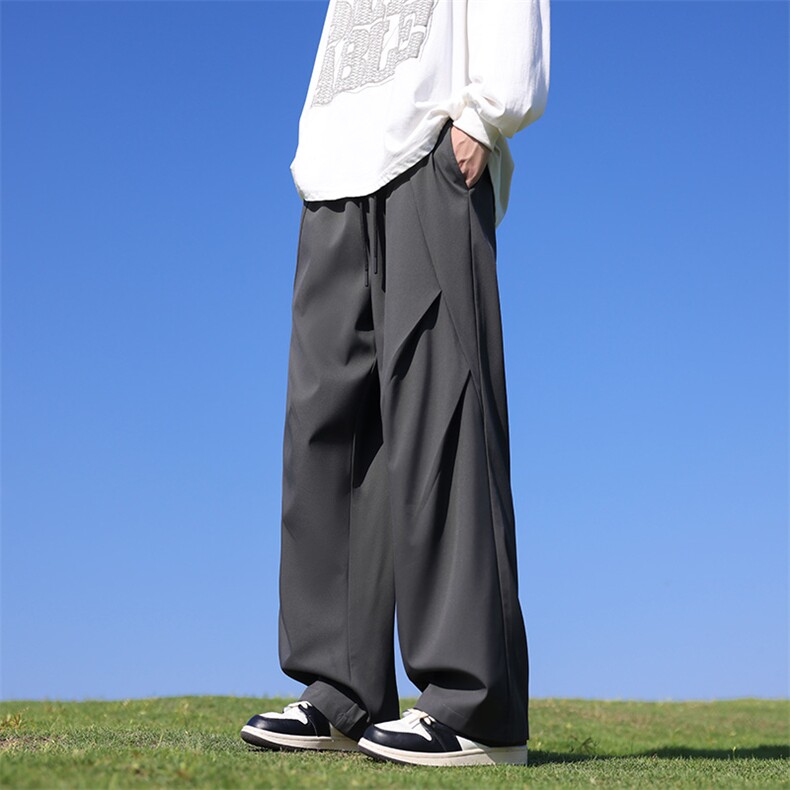 港风秋季新款宽松大码防水垂感纯色休闲裤男MYK24-9851-P35,男装休闲裤,星座717