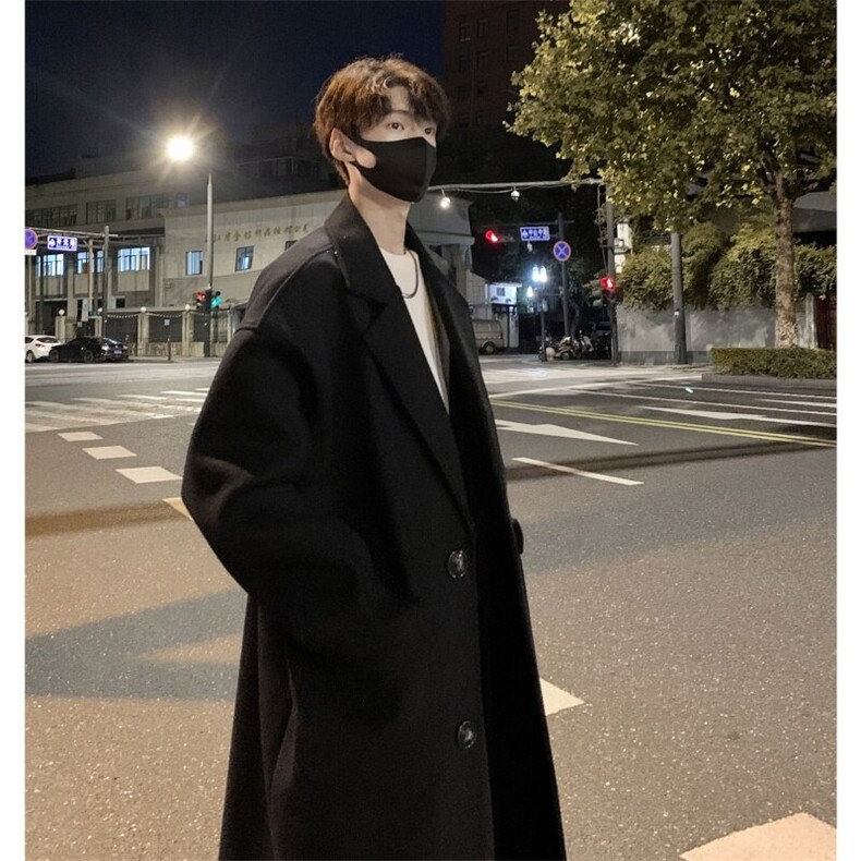 韩系毛呢大衣男中长款秋冬高级感痞帅风衣外套812-F635-P128控158图片