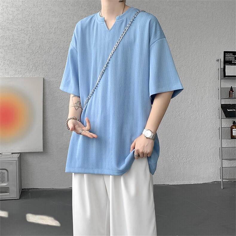 短袖男夏季新款港风宽松冰丝T恤T0158-P22图片