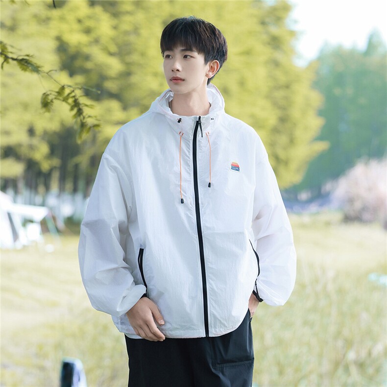 港风撞色彩虹硅胶点缀防晒衣男情侣潮牌防晒服男FS77001P65控88，男装防晒衣，星座227-7