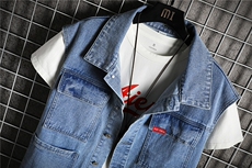 MJ207-p50-限价78牛仔大码网格马甲男工装ins无袖坎肩外穿，男装工装外套，星座103A