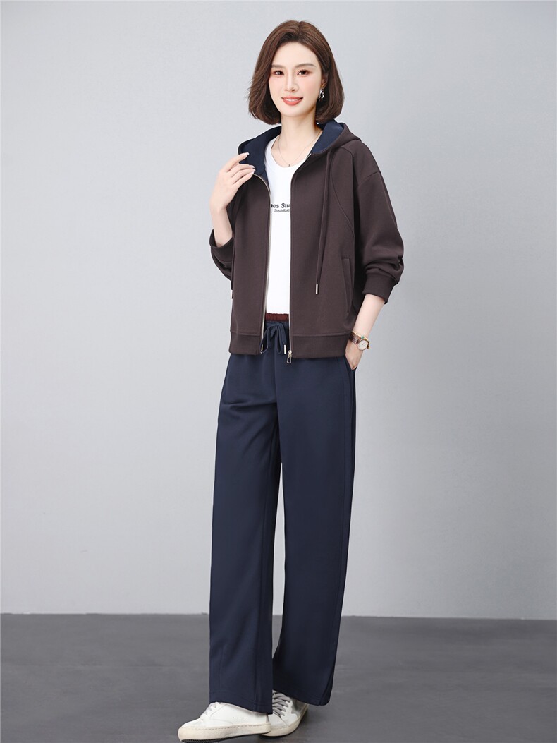 长期有大货卫衣开衫外套女2026春秋宽松拉链连帽气质上衣弯刀裤,女装套装/套裙,璐依舞
