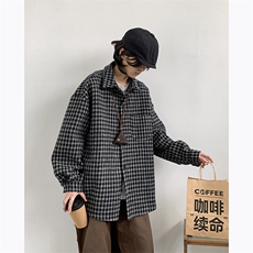 F140-P38日系复古宽松衬衣男士春季新款潮牌百搭格子衬衫外套，男装衬衫，星座512-6