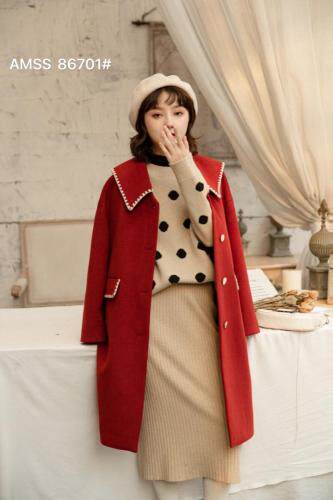 冬款呢料大衣，女装毛呢外套，AMSS 艾玛莎莎