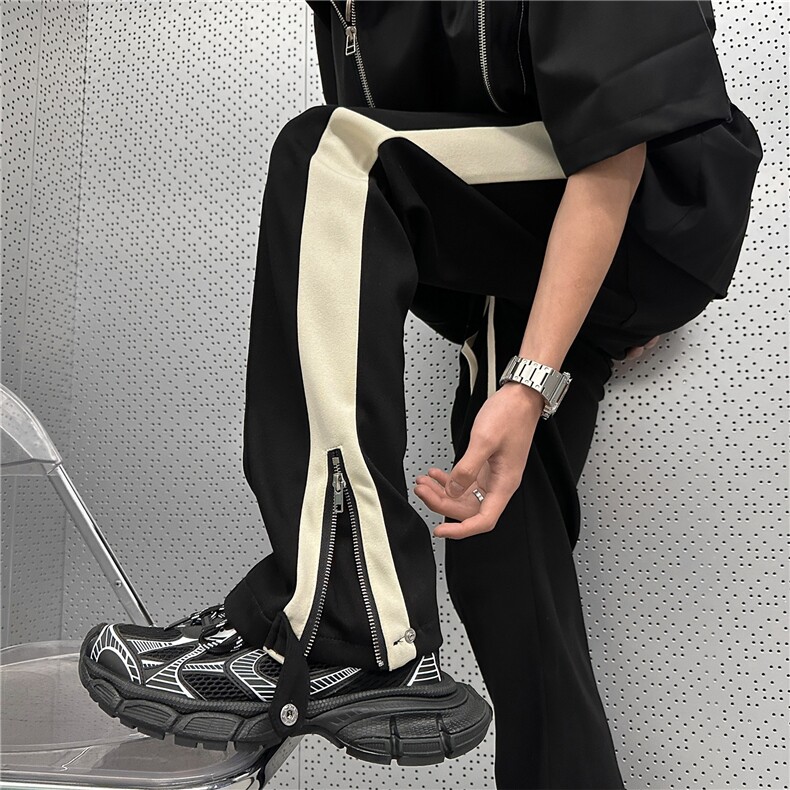 2025新款拼色休闲裤港风宽松直筒男裤A061-JM5653-50控68图片