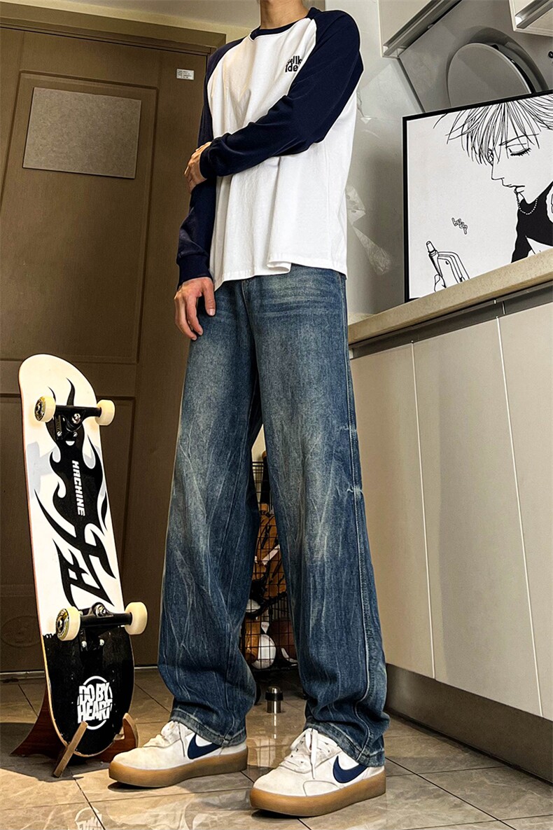 A178秋冬季新款美式休闲牛仔裤男直筒宽松C65P48限价68,男装牛仔裤,电商A178
