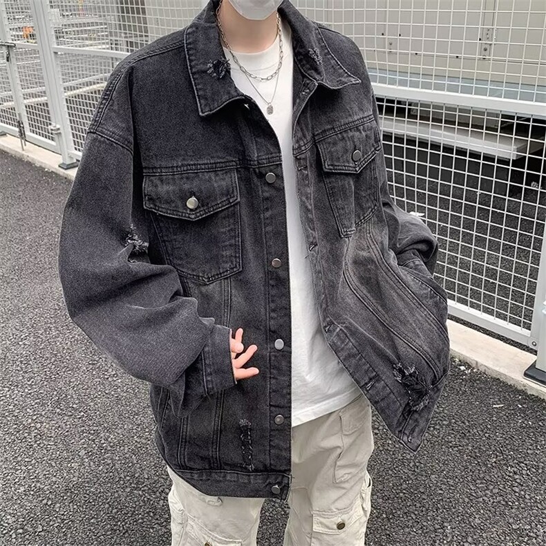 2024水洗做旧男士牛仔外套秋季新款破洞少年复古休闲夹克8836/P65,男装夹克,星座506