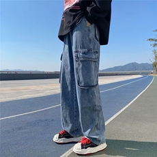 牛仔裤潮大码休闲裤子高街秋季直脚水洗男长裤XK8013-P53，男装牛仔裤，星座1109-3