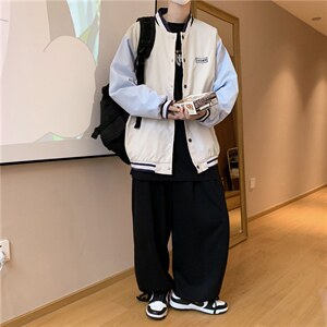 工装外套秋韩版复古百搭拼接ins夹克学生宽松bf棒球服 W1673-P50图片