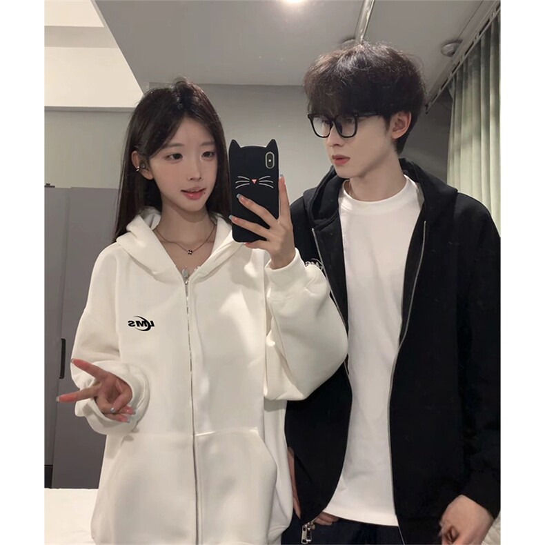 抖音得物高品质350克秋冬双头双拉链卫衣开衫外套AW7407，女装短外套，电商A443