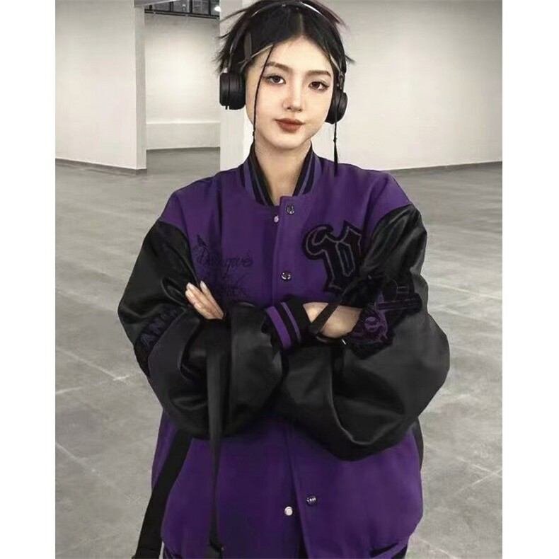 美式字母刺绣拼色棒球服外套男女宽松秋季新款高街夹克J1009，男装夹克，星座1116A（原606A-3）