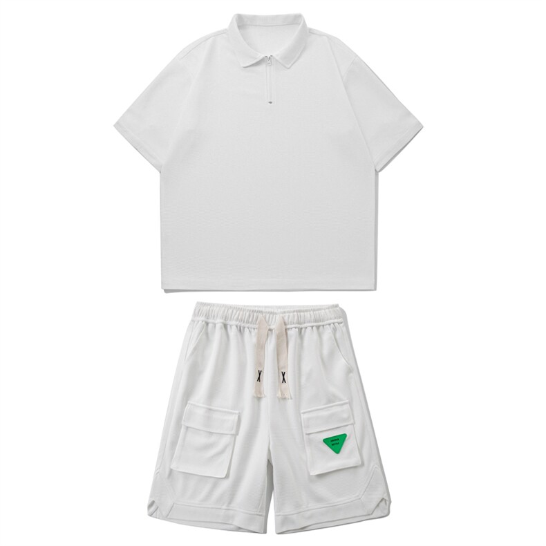 TZ67570/P60夏季新款华夫格套装男T恤Polo衫男短裤宽松两件套男装,男装牛仔裤,电商A141