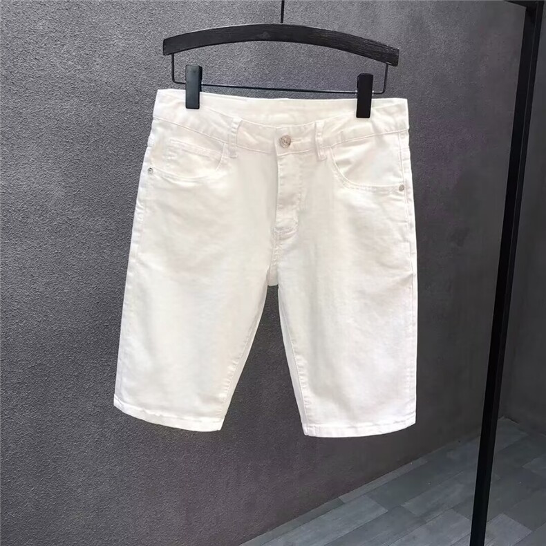 巨帅气青年牛仔短裤男夏季薄款2025年新款夏天男士白色五分牛仔裤,男装休闲裤,电商B212（原钱塘6029）