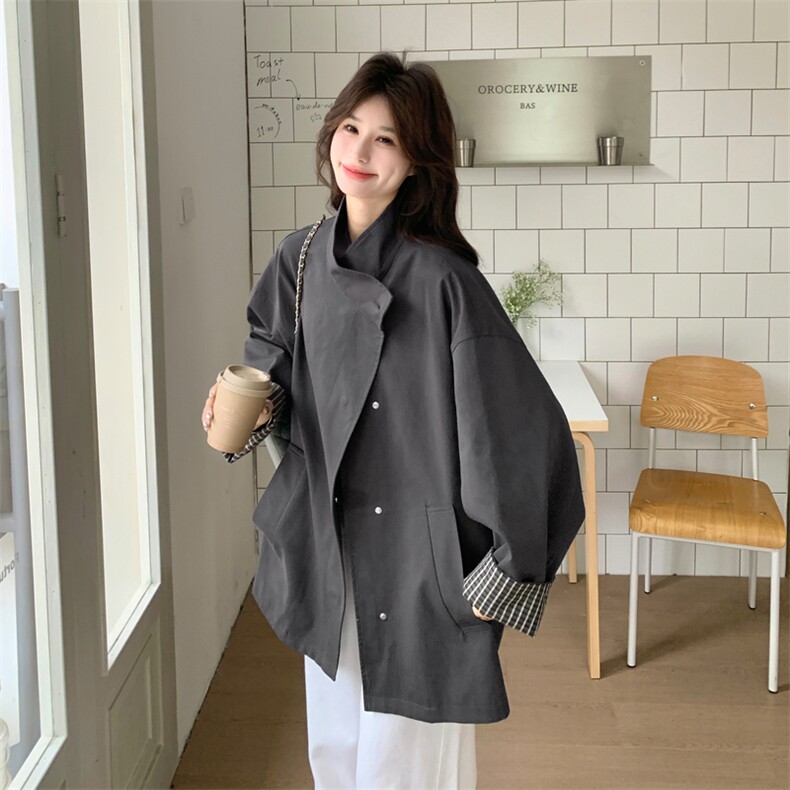 现货2026新品拼接风衣0761P165K258,女装风衣,2C201