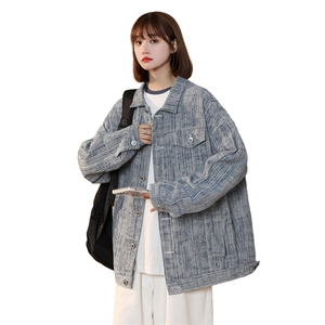 JK6017/P75春装新款中性风洗水宽松牛仔外套夹克男女大码上衣控98图片