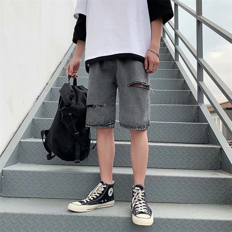 宽松直筒五分裤拉链牛仔裤水洗潮流男FA026-P32,男装牛仔裤,星座208-5