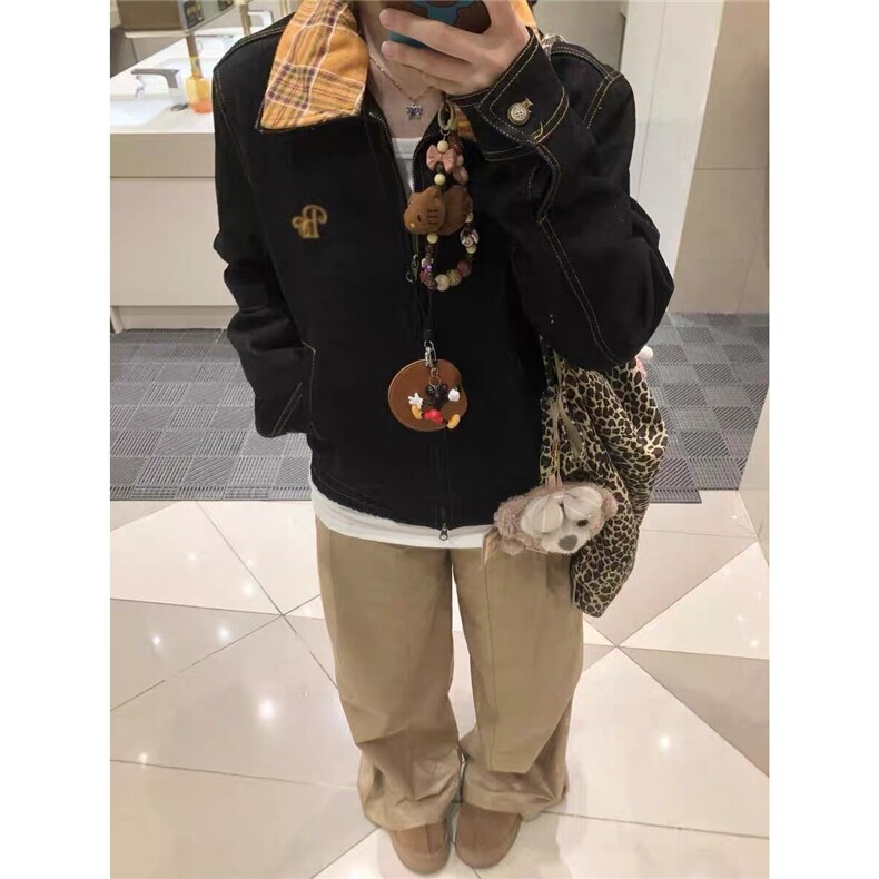 美拉德棕色假两件短款飞行员夹克男士棒球服外套JK2570,男装夹克,星座208-5