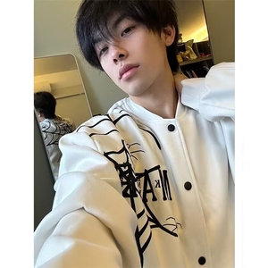 春秋美式炸街男女刺绣夹克情侣装宽松棒球服百搭复古ins潮牌外套图片