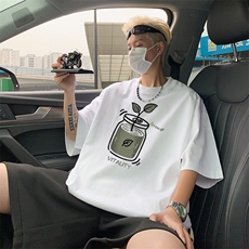 叶子圆领印花T恤2026新款夏季青少年宽松潮流五分袖，男装T恤，星座218-1（原230）