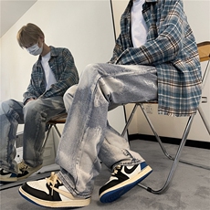 潮款扎染渐变牛仔裤美式hiphop长裤潮款直筒裤A061-AN00497-特P50，男装牛仔裤，电商A061