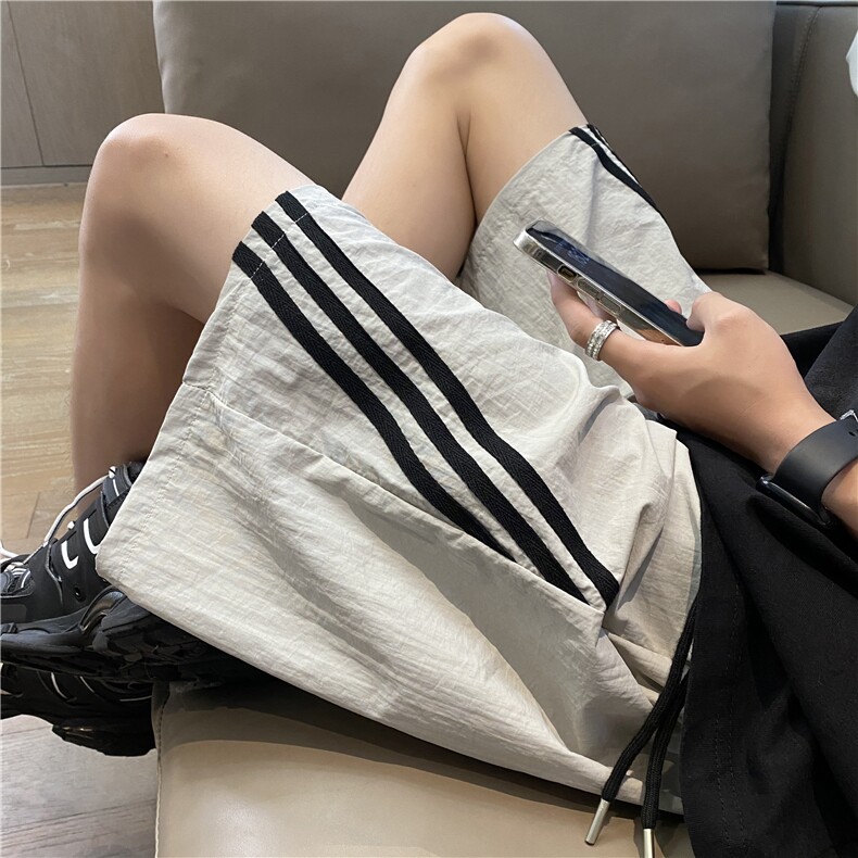 抖音品质夏季新款速干透气条纹宽松短裤B315-K24185-特p25控48,男装休闲裤,电商B315
