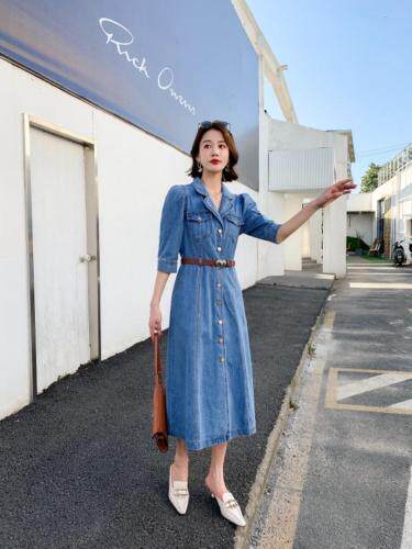 2021夏季牛仔连衣裙，女装连衣裙，雪儿诱惑