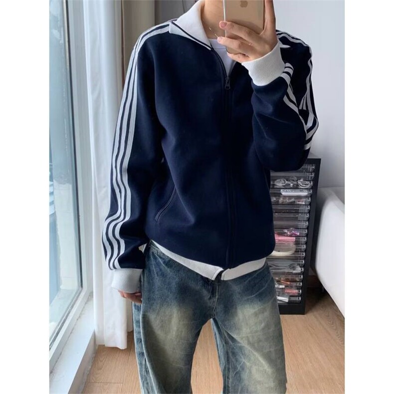 [004]条纹撞色立领夹克男休闲运动棒球服外套上衣A079-J61-P44,男装夹克,电商A079