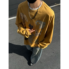 秋季卡通动物印花卫衣男圆领休闲套头上衣潮914-4-WY51P40控68，男装卫衣，星座914-4
