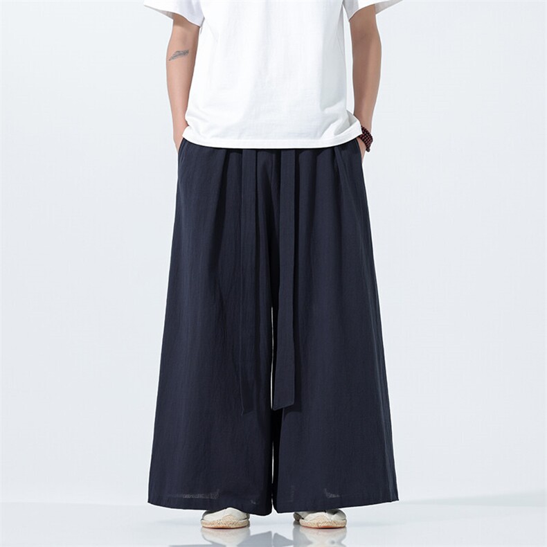 2025汉服唐装宽松阔腿裤风棉麻阔腿裤基地A057-K371-P55,男装民族服装,电商A057B