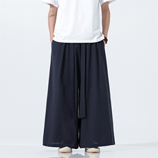 2025汉服唐装宽松阔腿裤风棉麻阔腿裤基地A057-K371-P55，男装民族服装，电商A057B