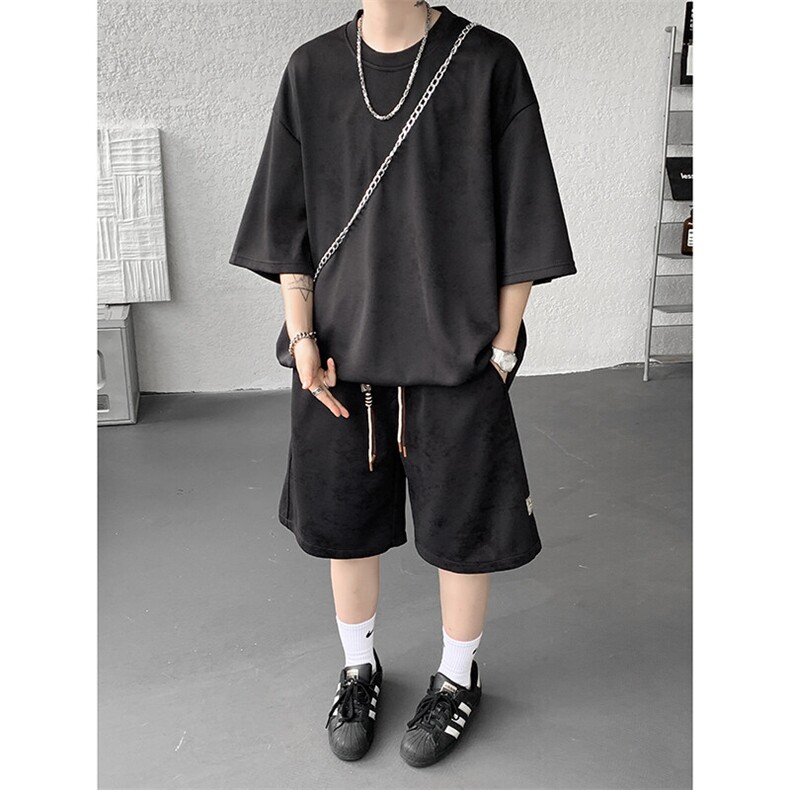 8XL-M青少年扎染短袖t恤休闲运动套装男生夏季宽松大码TZ38001P55,男装T恤,电商B312
