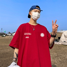 抖音得物二开现货220克夏装重磅美式高街宽松短袖t恤MT213，男装T恤，电商A486-1