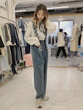 衬衣牛仔裤套装两件套，女装牛仔裤，迷吉meeggle