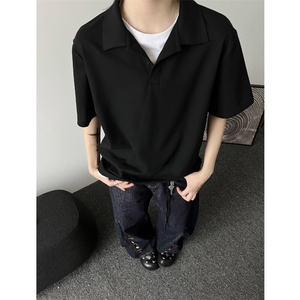 夏季短袖韩系设计感拼接V领假两件POLO衫轻奢风25XT77310特批28图片