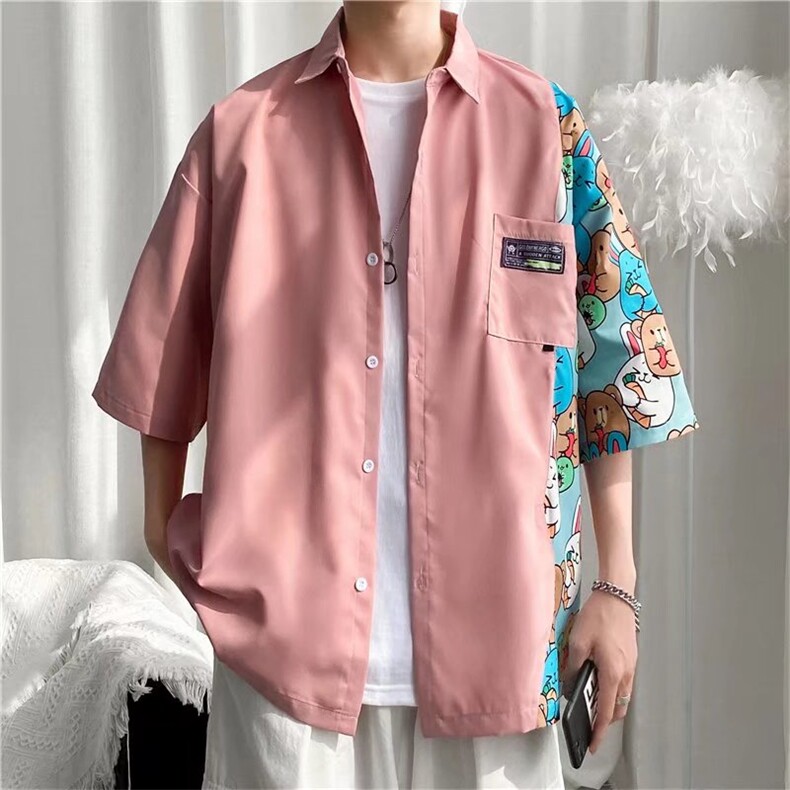 短袖衬衫春款男港风潮流弹力C1255P32图片
