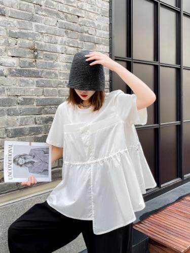 现货休闲拼接上衣，女装，琼卿格