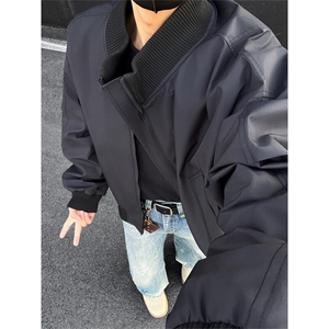 电商DSA028-JK2501 P65 100聚酯 螺纹立领机车飞行服夹克 限价98图片